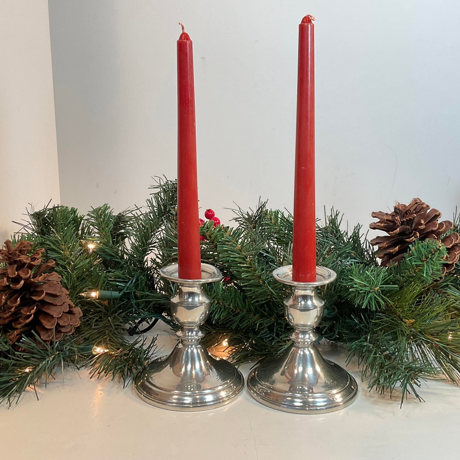 Vintage Web Pewter Candle Holders Weighted 4" - A Pair - 2