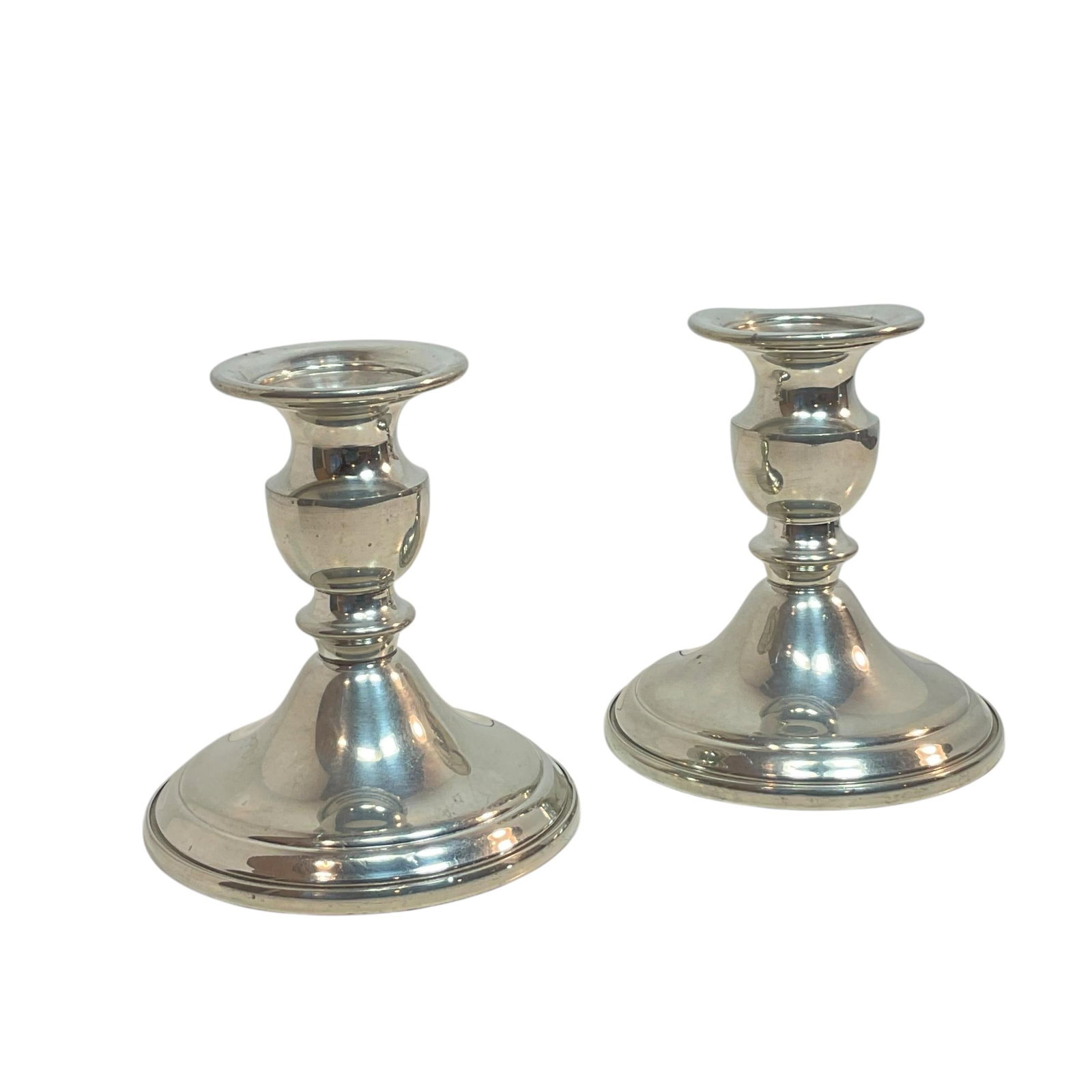Vintage Web Pewter Candle Holders Weighted 4" - A Pair - 3