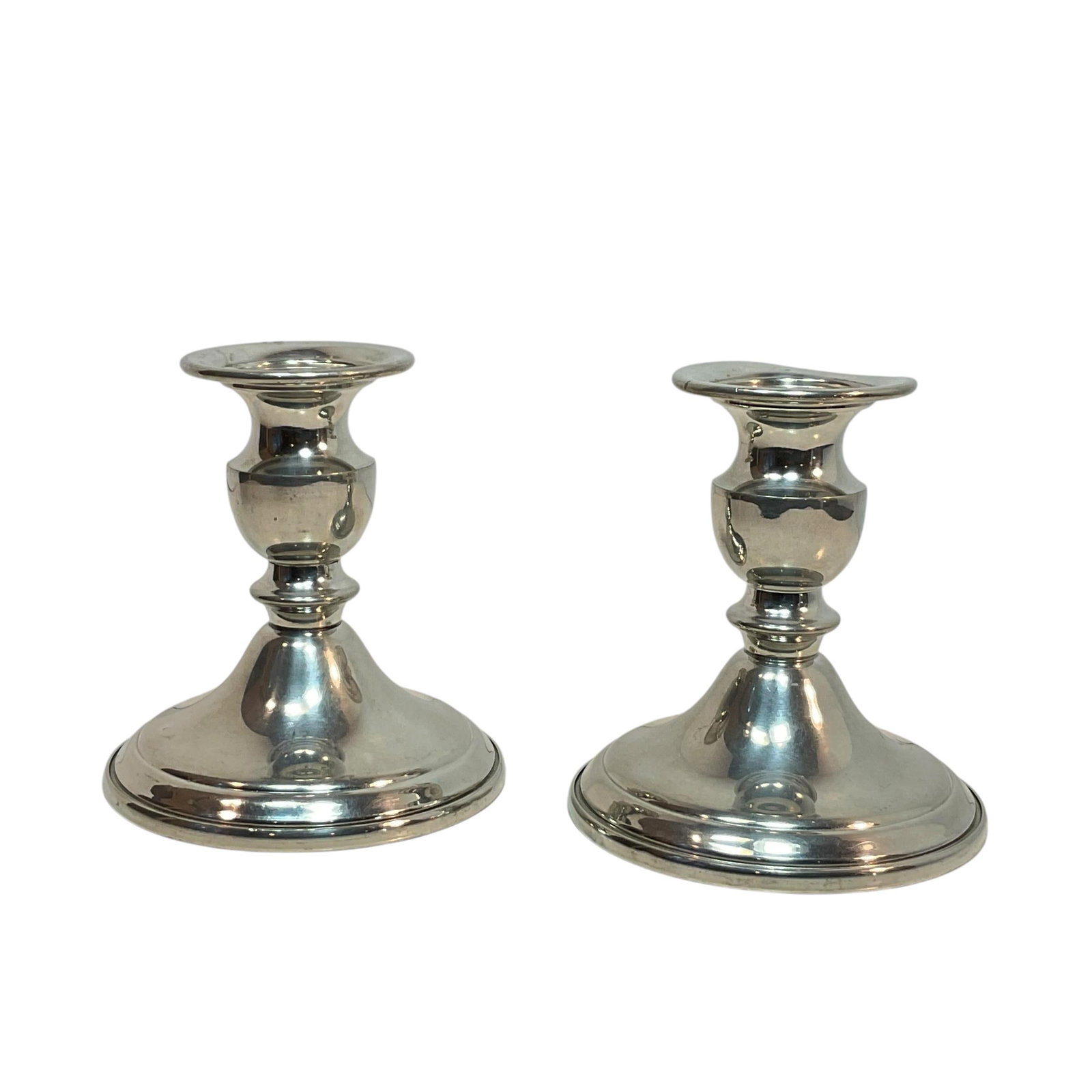 Vintage Web Pewter Candle Holders Weighted 4" - A Pair - 6