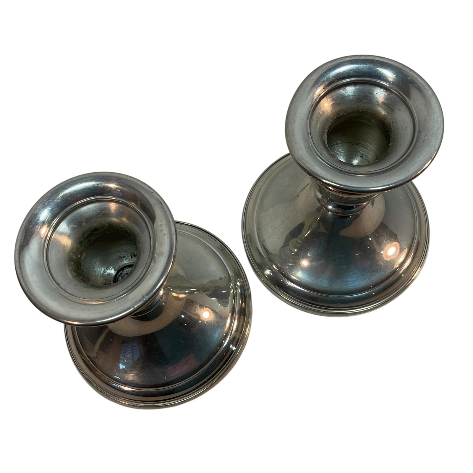 Vintage Web Pewter Candle Holders Weighted 4" - A Pair - 7