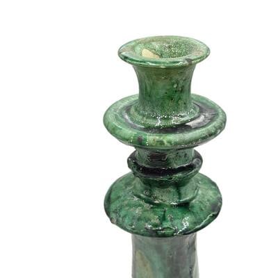 1970s Moroccan Tamegroute Glazed Candlestick Holder Moroccan Tamegroute Glazed Candlestick Holder - 3