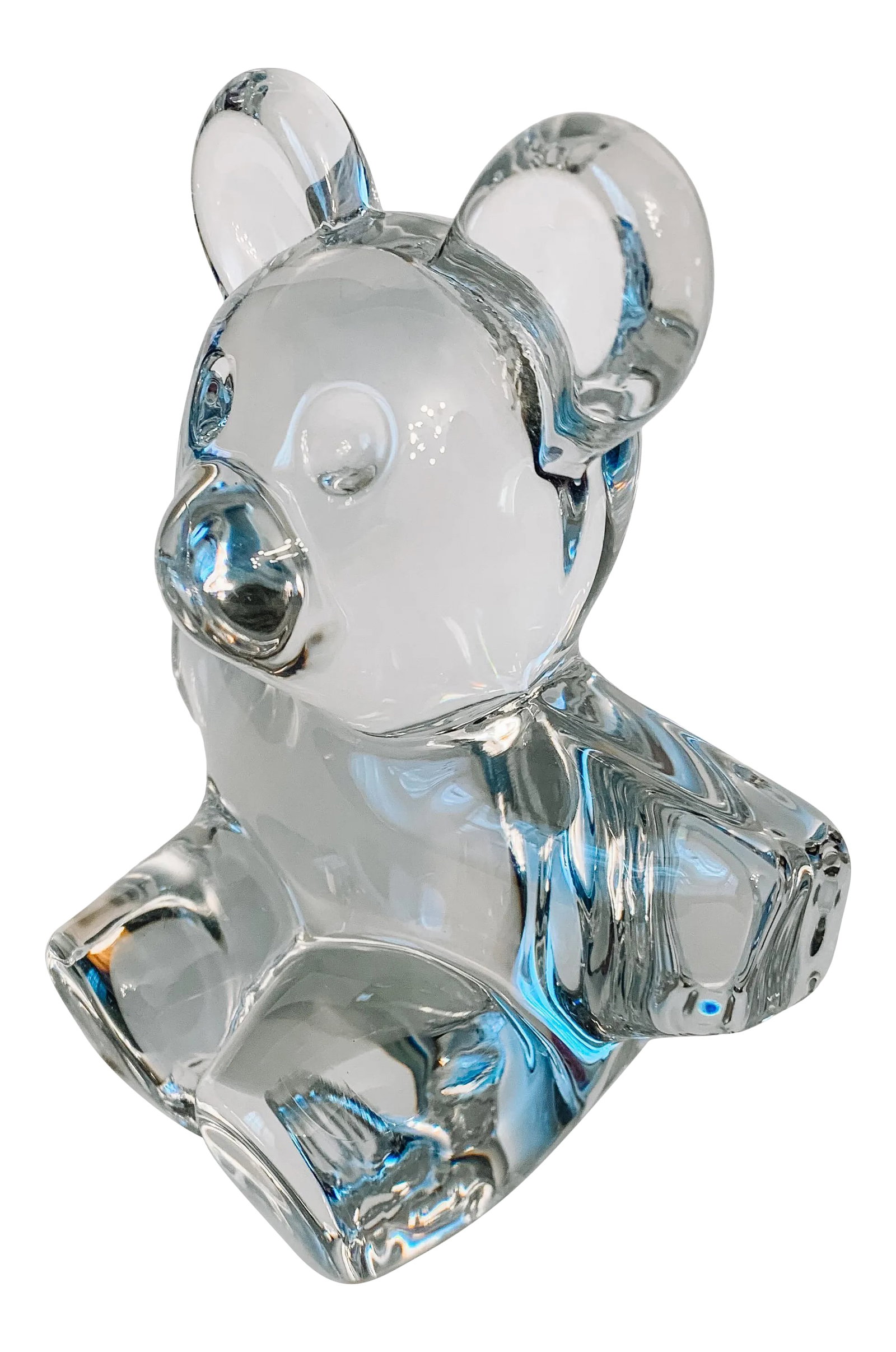 Vintage Pop Art Crystal Bear, Signed Daum: A fun piece of whimsical art. A good size crystal bear signed Daum France. Add to your collection, give as a gift or make it a fun bookend on your shelf or paperweight on your desk. In great condition