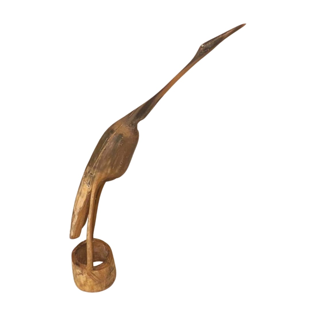 Mid 20th Century Set of 2 Hand Carved Bovine Horn Heron/Crane Sculpture Figureines - 3