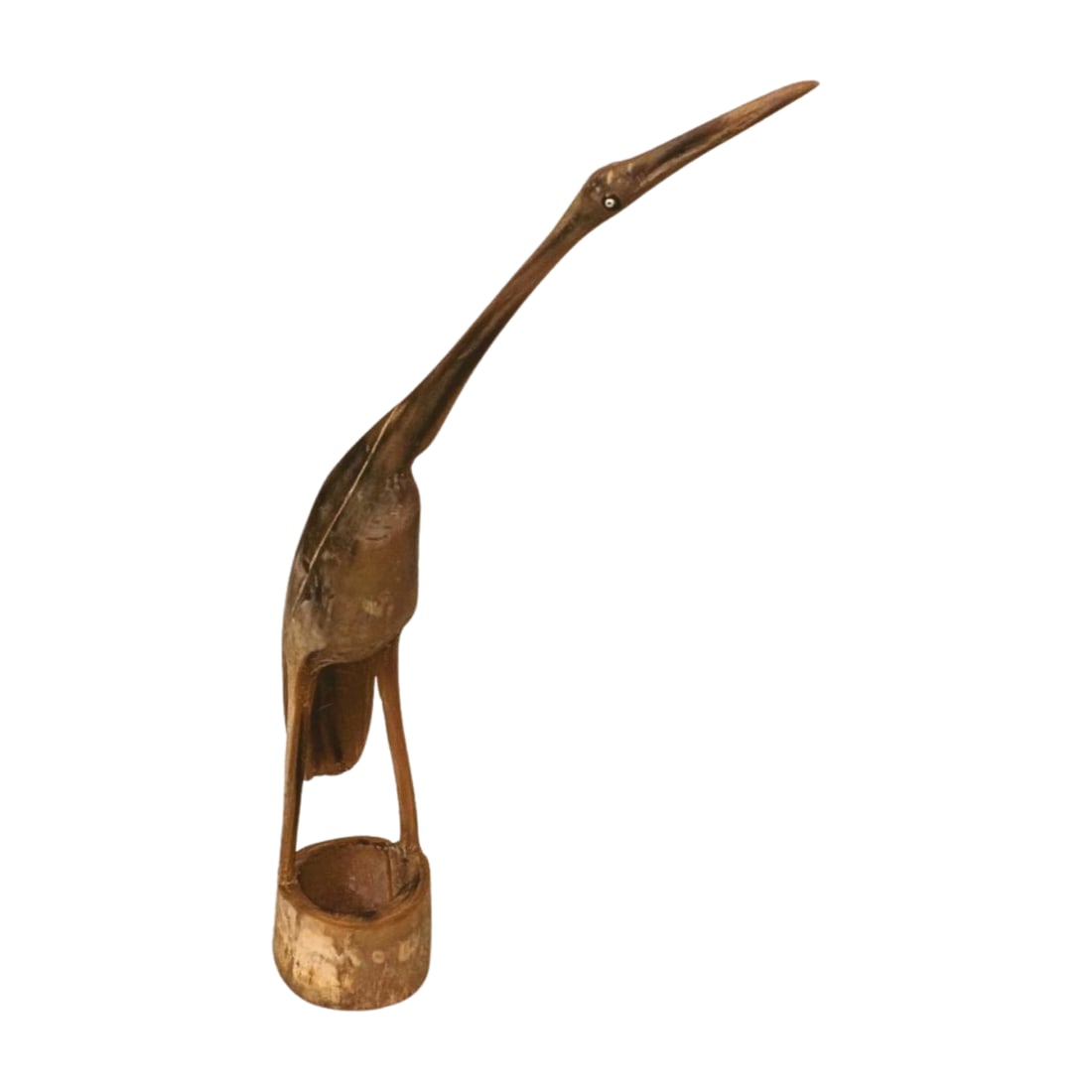 Mid 20th Century Set of 2 Hand Carved Bovine Horn Heron/Crane Sculpture Figureines - 4