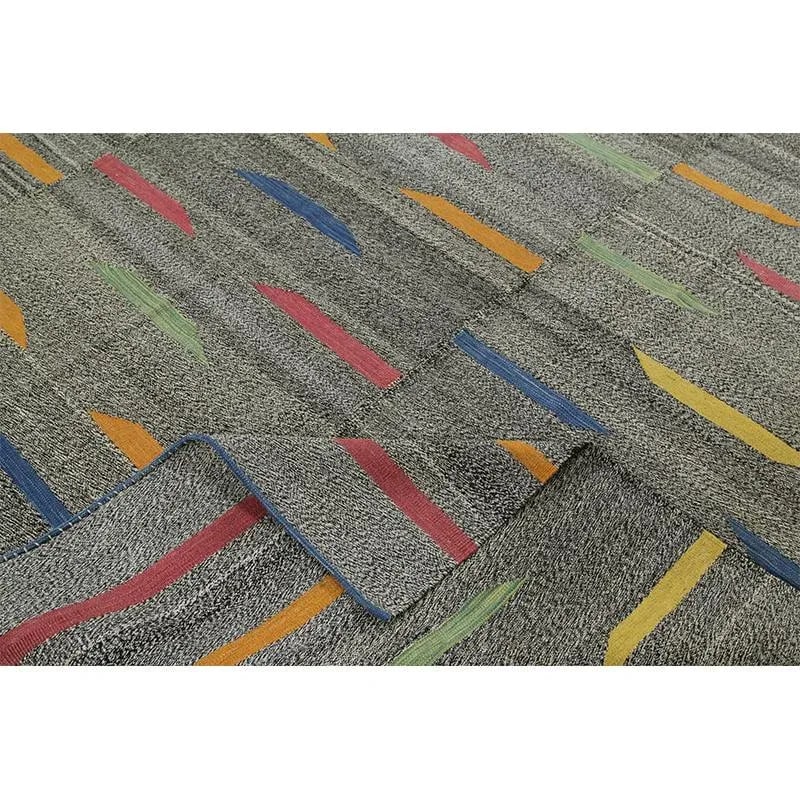 Handwoven Geometric Swedish Flatweave Area Rug 7'5" * 11'1" - 3