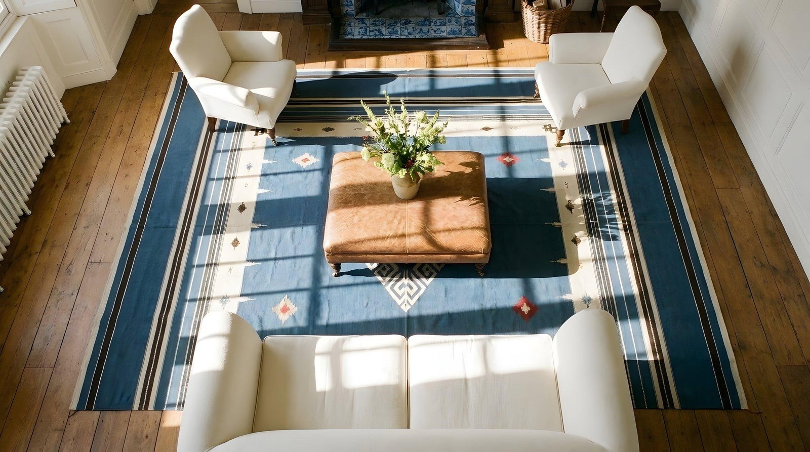 1940s Gray Tribal Medallion Antique Mexican Chimayo Flat Weave 4'8" X 6'8" Flatweave Wool Carpet - 6