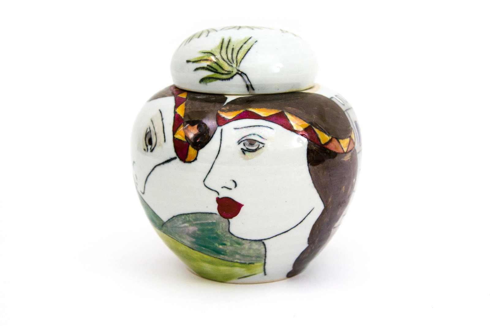 1980s Postmodern William Alexander Studio Art Pottery Lidded Jar - 4