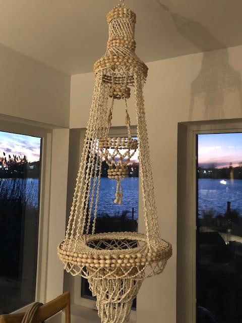 1970s Large Vintage Seashell Chandelier / Hanging Plant Hanger - Boho Chic - 3