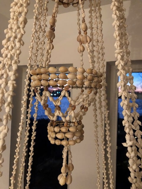 1970s Large Vintage Seashell Chandelier / Hanging Plant Hanger - Boho Chic - 5