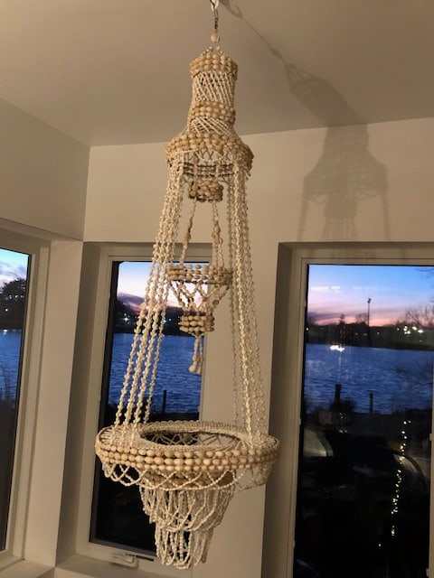1970s Large Vintage Seashell Chandelier / Hanging Plant Hanger - Boho Chic - 7