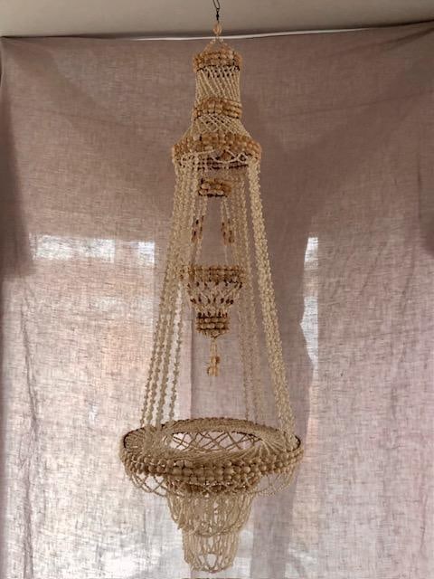 1970s Large Vintage Seashell Chandelier / Hanging Plant Hanger - Boho Chic - 9