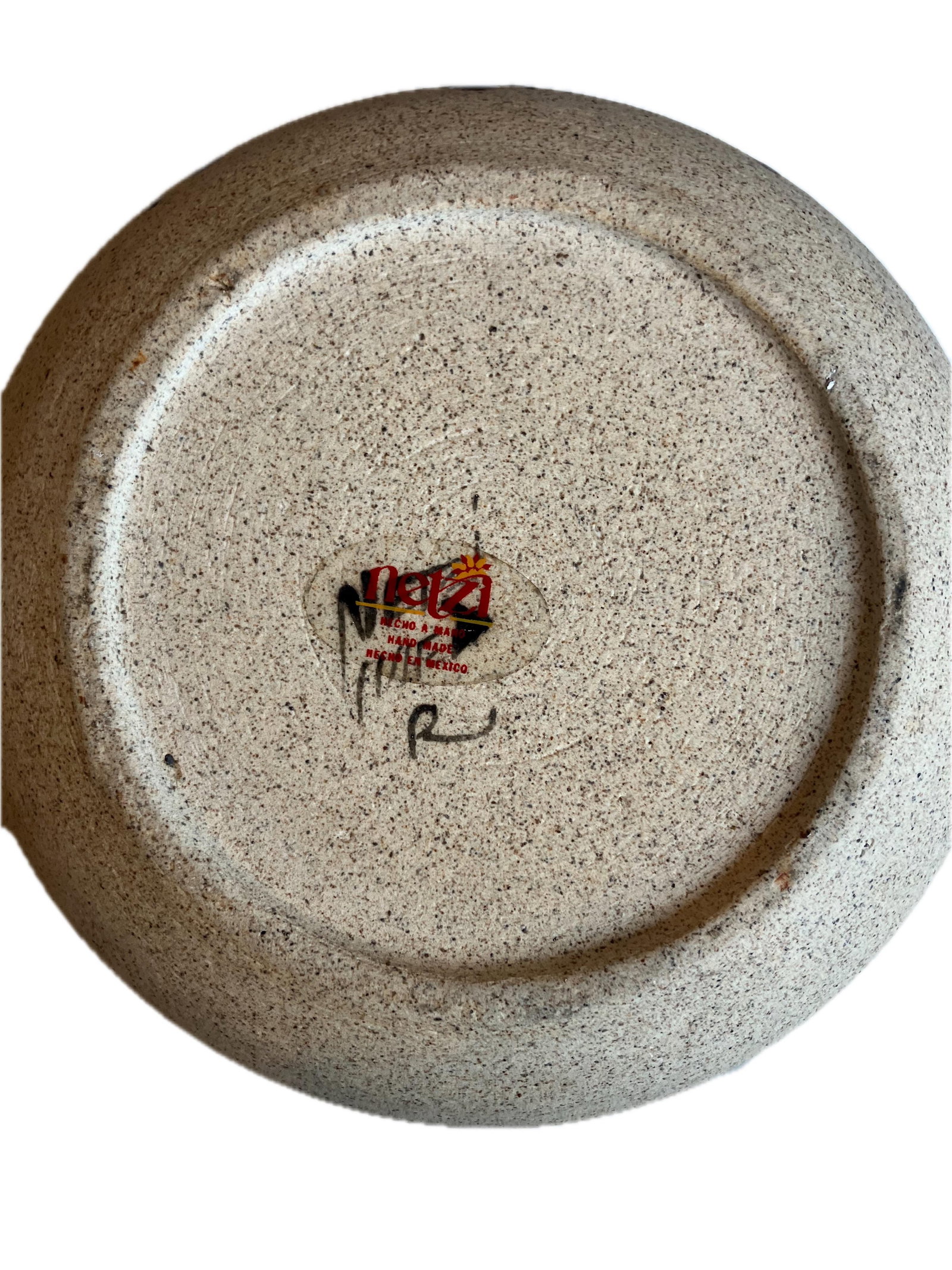 Vintage Mexican Tonala Folk Art Hand Painted Stoneware Ladle Pot - 11