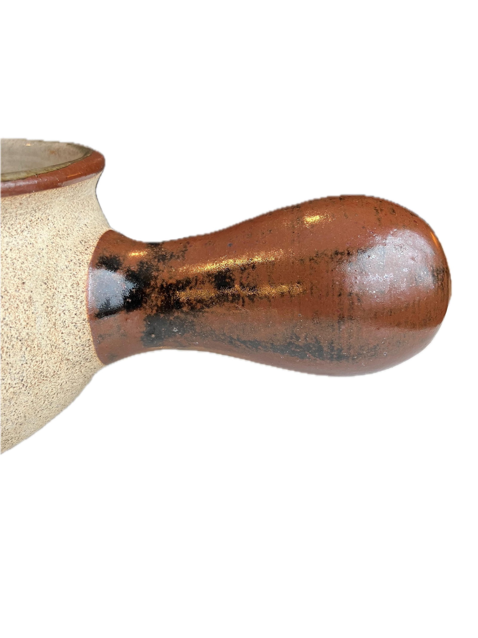 Vintage Mexican Tonala Folk Art Hand Painted Stoneware Ladle Pot - 5