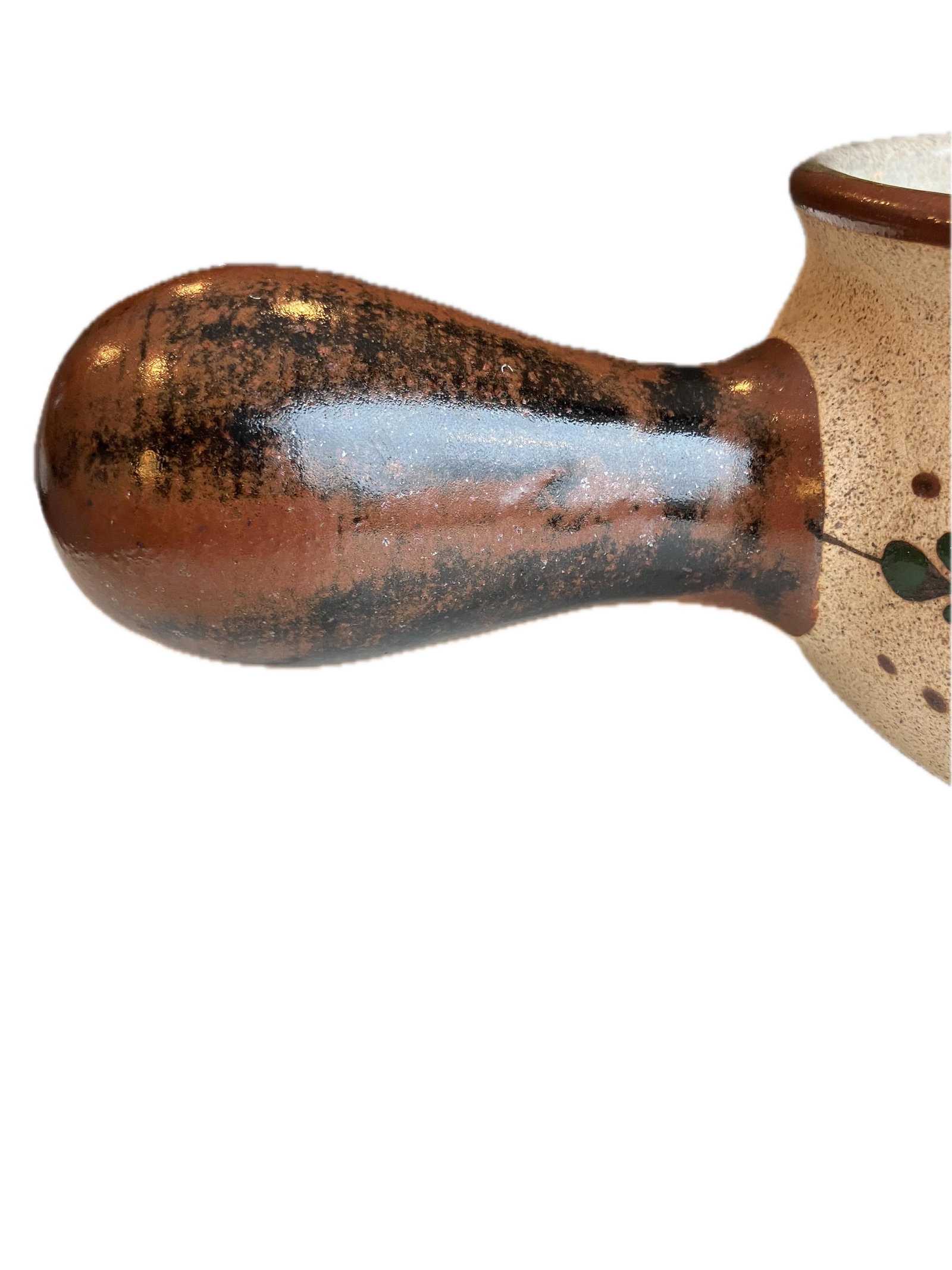 Vintage Mexican Tonala Folk Art Hand Painted Stoneware Ladle Pot - 8