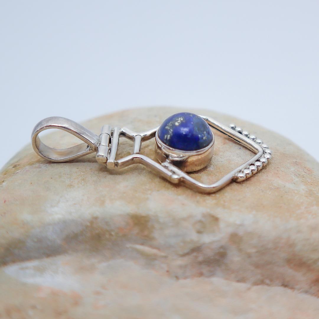 Vintage Modern Lapis Lazuli Sterling Pendant - 3
