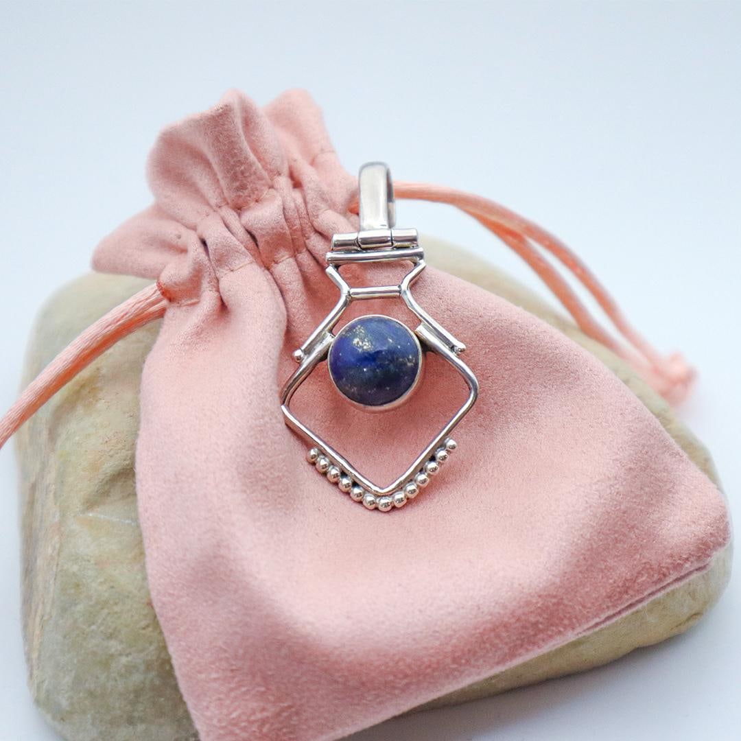 Vintage Modern Lapis Lazuli Sterling Pendant - 5