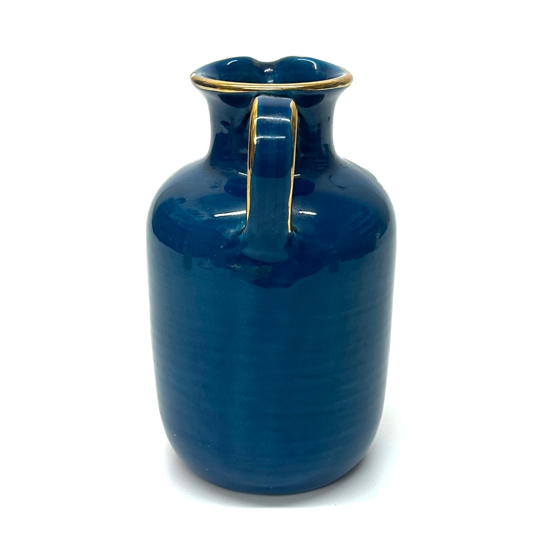 Mid 20th Century Stunning Blue Green & Gold Ceramic Pitcher With Leafy Motif by Aldo Bitossi for Ros - 6