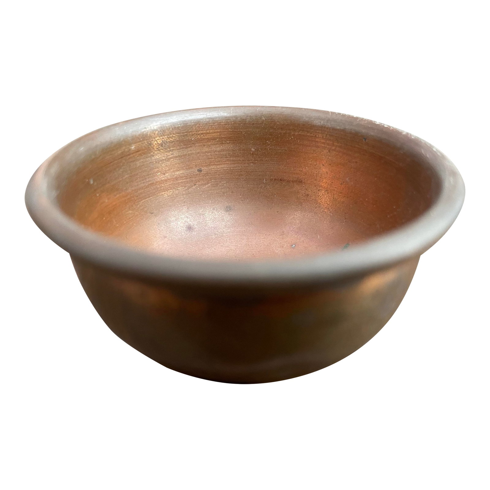 1950s Copper Dip Bowl With Lip Edge: Small copper dip bowl with lip edge. Fully functional for holding salt, spices, or vanilla during cooking. Or, use as a warm, rustic touch as standalone item. Condition: Alterations: Original