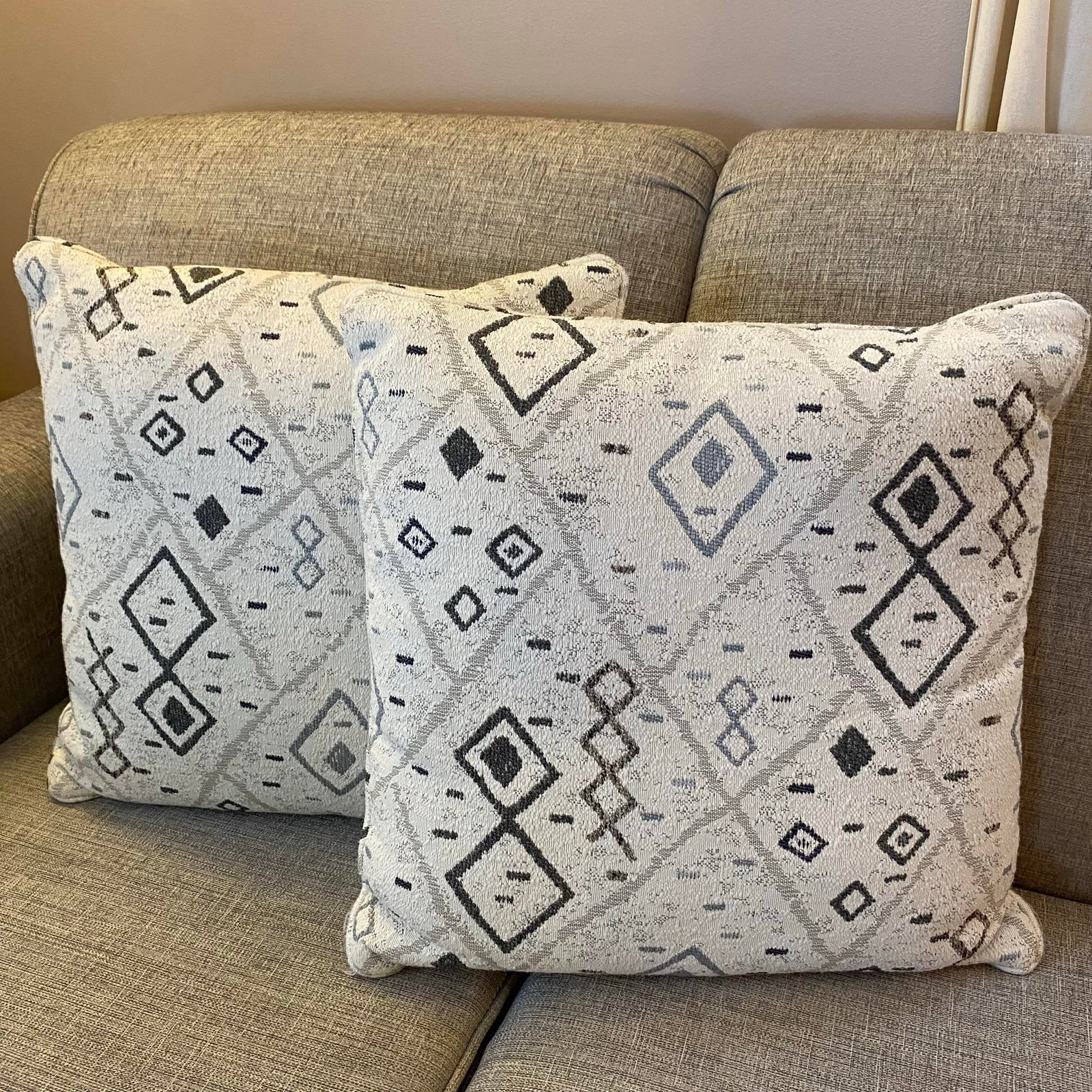 Modern Neutral Geometric Tribal Design Woven Throw Pillows-Set of Two - 2