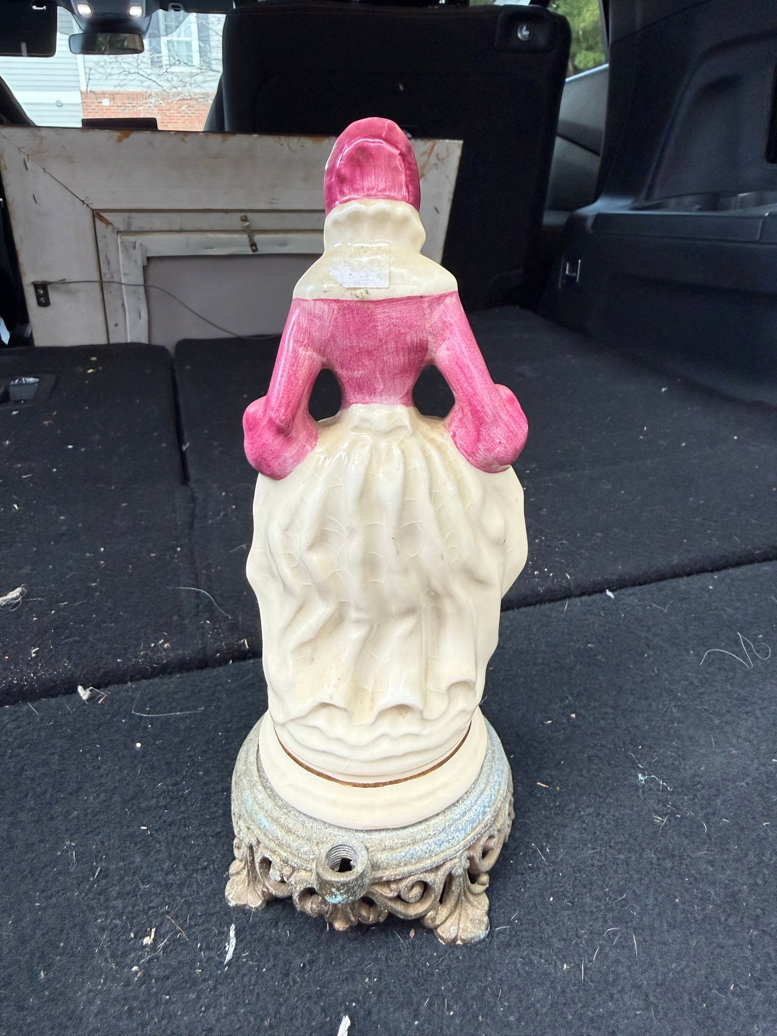 Antique 19th Century Staffordshire Eng. Figurine Scottish Lady on Metal Base 9in - 2