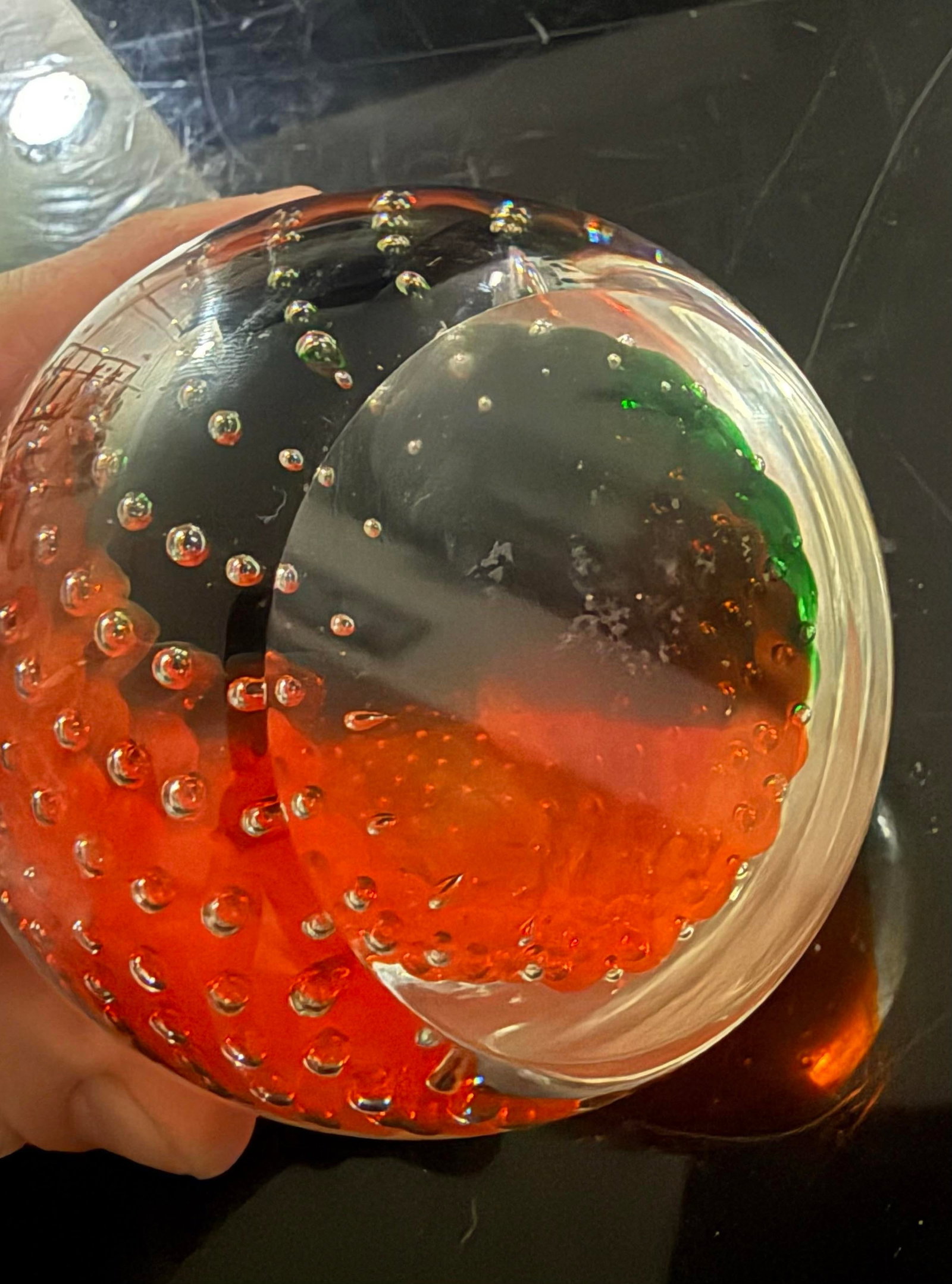 1970s Murano Multi-Color Controlled Bubble Glass Paperweight With Sticker - 3