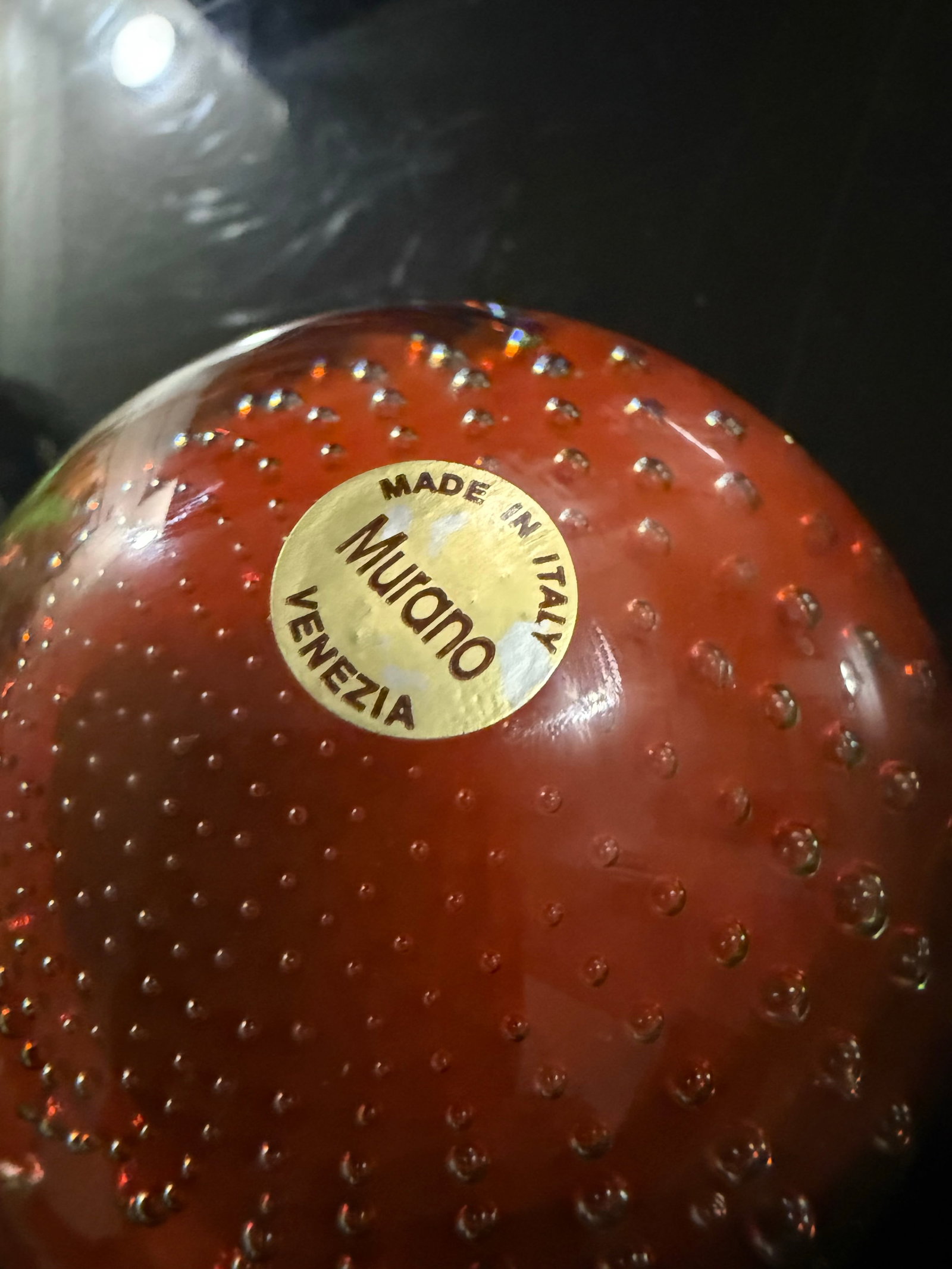 1970s Murano Multi-Color Controlled Bubble Glass Paperweight With Sticker - 4