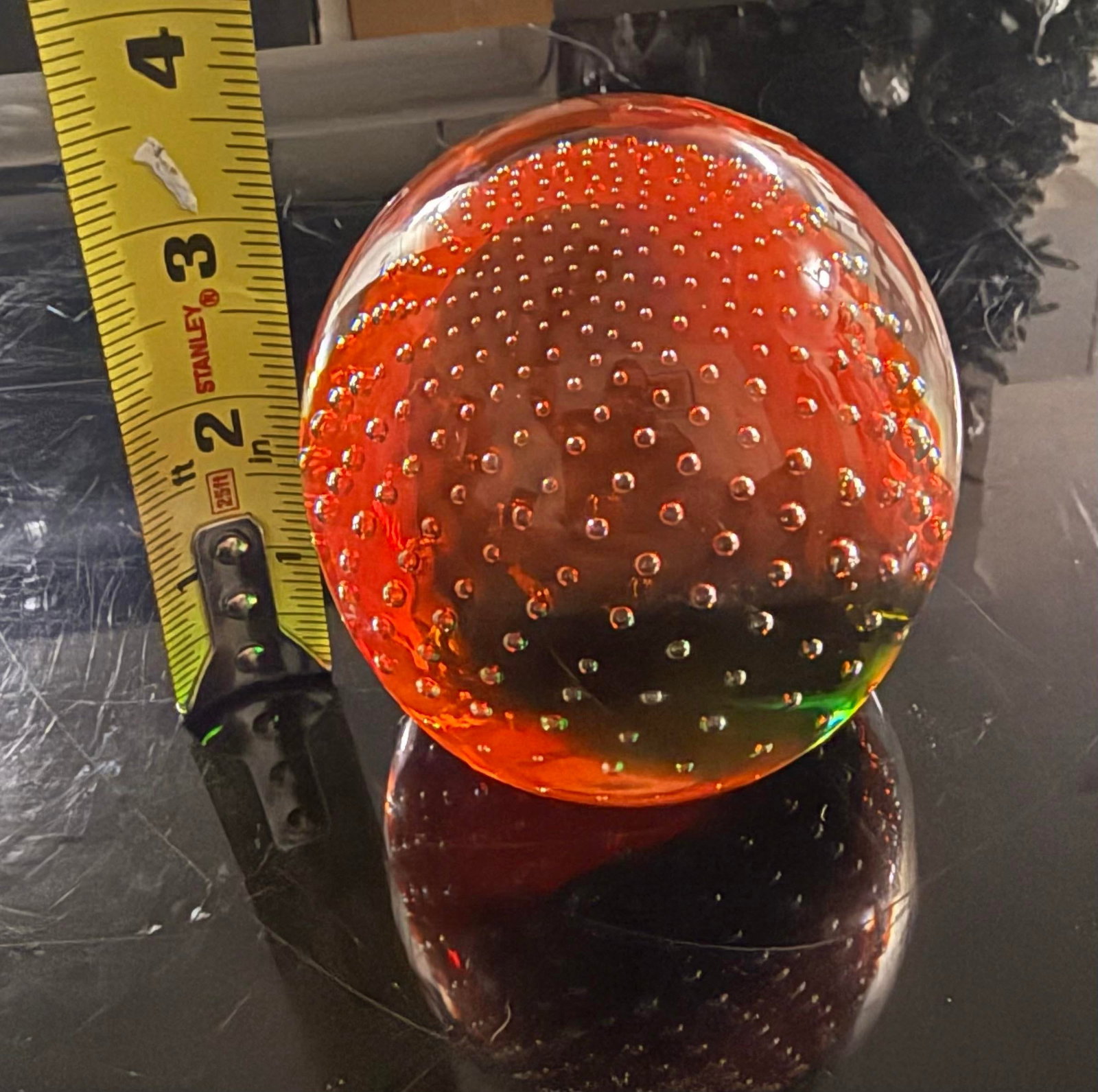 1970s Murano Multi-Color Controlled Bubble Glass Paperweight With Sticker - 5