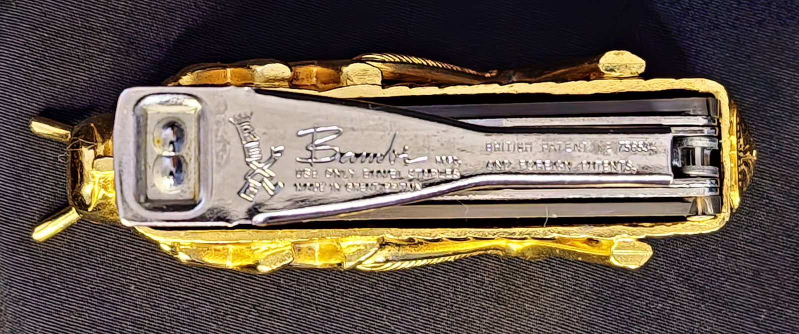 1978 Rexel Bambi Vintage Collectible 24k G.P.St Lucky Grasshopper Stapler - 3