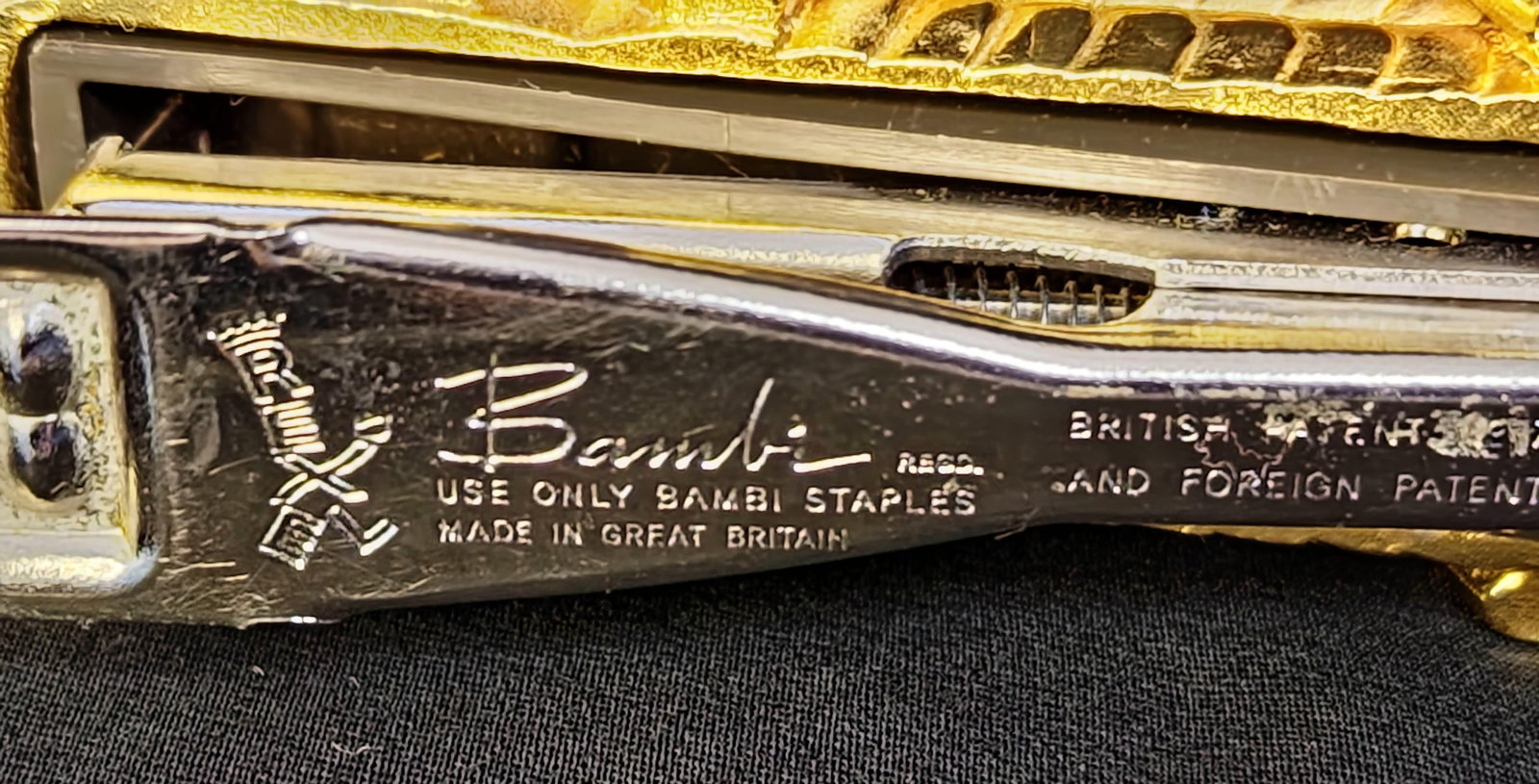 1978 Rexel Bambi Vintage Collectible 24k G.P.St Lucky Grasshopper Stapler - 5