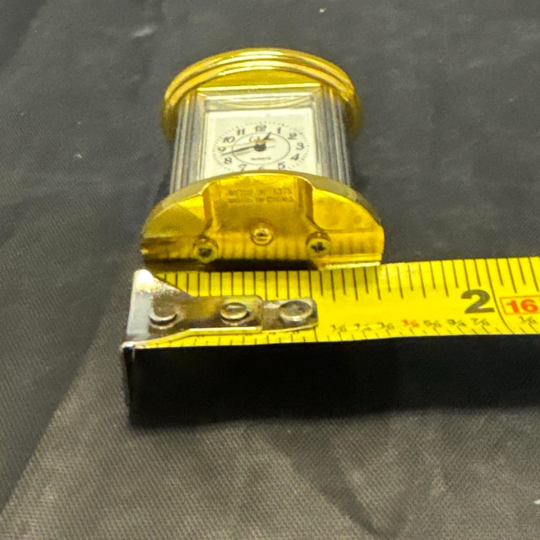 VTG Moulin LTD Miniature Brass Carriage Clock Gold Tone Japan Movt Quartz Mantel - 9