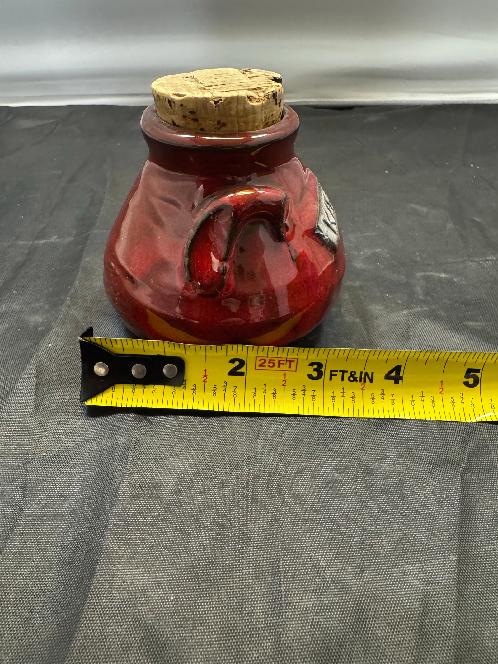 VTG Frelica Danmark Red Studio Pottery Kaerlighed (Love) Jar & Cork Danish MCM - 11