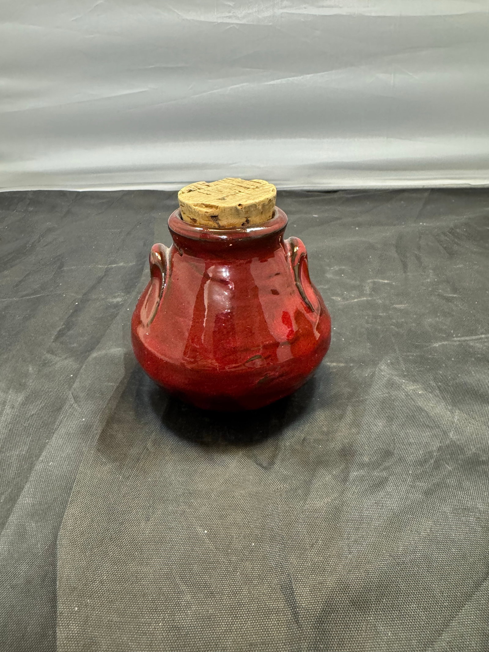 VTG Frelica Danmark Red Studio Pottery Kaerlighed (Love) Jar & Cork Danish MCM - 3