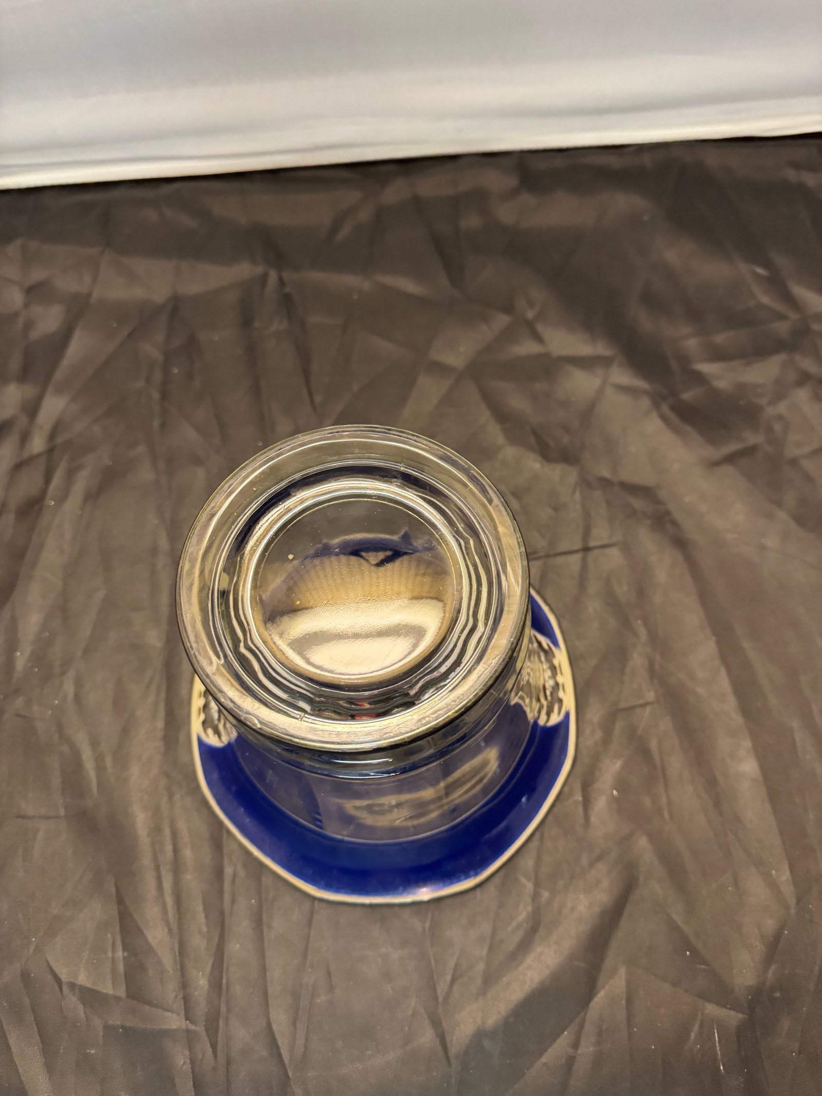Vintage Westmoreland Glass Cobalt Blue & Silver Overlay Candy Dish Floral Urn - 3