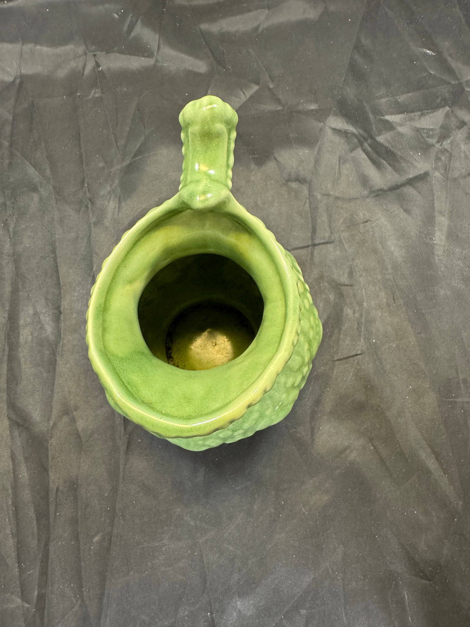 Vintage Mid Century Modern Camark Pottery Sage Green Ornate Pitcher 6" - 5
