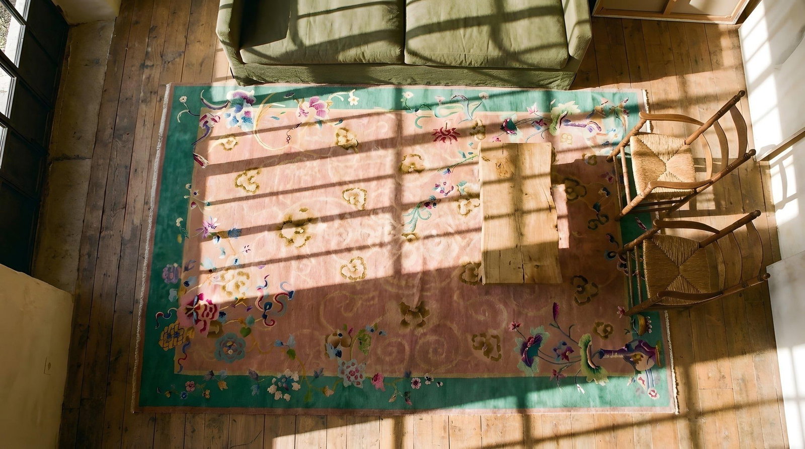 Wool Pile Hand Knotted Room Size Soft Mauve Color Antique Chinese Art Deco Area Rug - 7