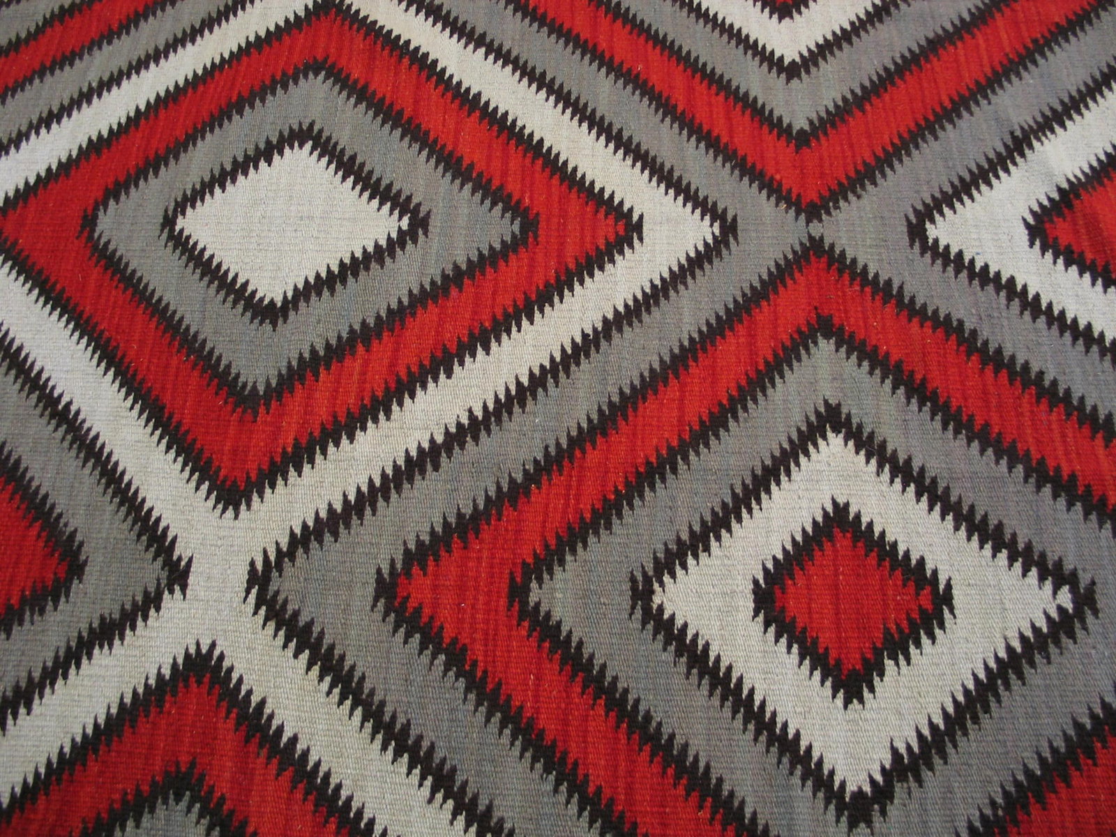 2000s Red Gray Diamond Modern Contemporary Navajo Rug 5' 0" X 8' 0" Flatweave Wool Carpet - 5