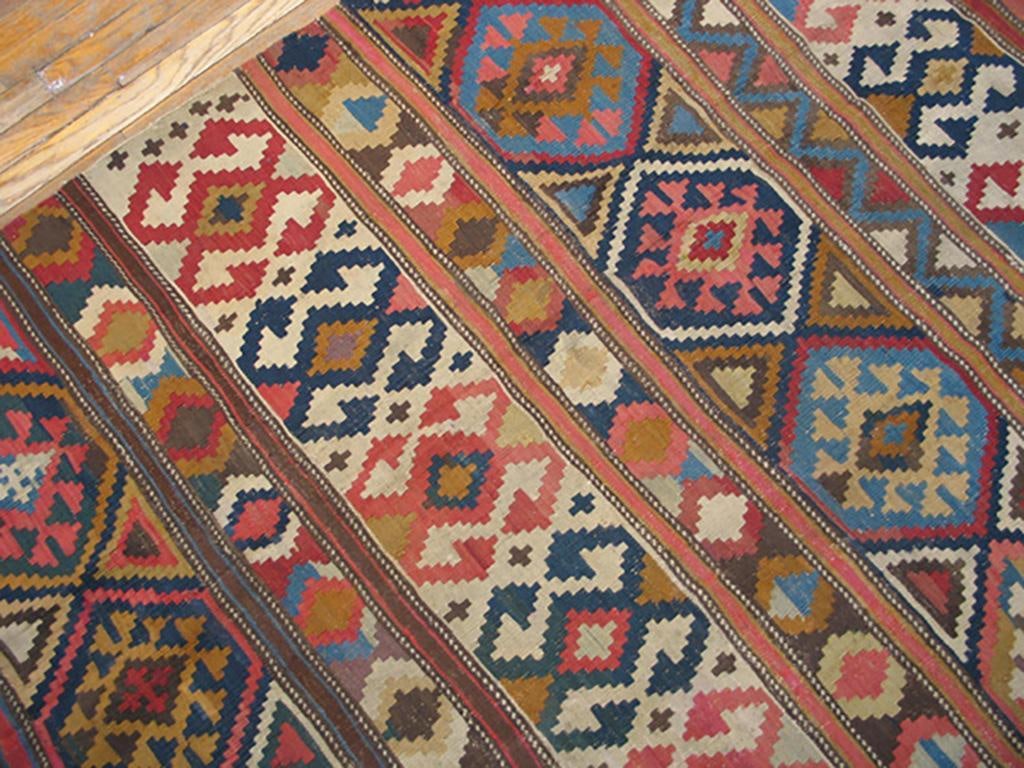 1920s Multicolor Geometric Kilim Antique Caucasian Flat-Weave Carpet 6'3" X 10' Wool Rug - 16