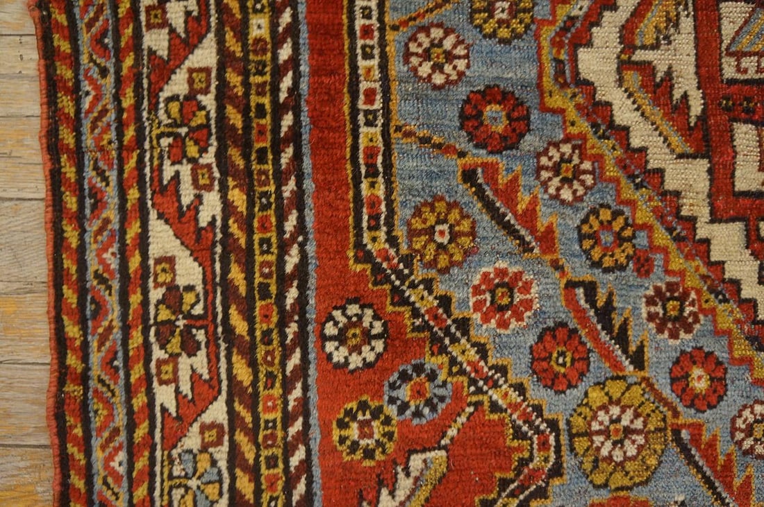1890s Sky Medallion Tribal Antique S. Persian Ghashgaie Rug 4'2" X 6'2" Handknotted Wool Carpet - 7