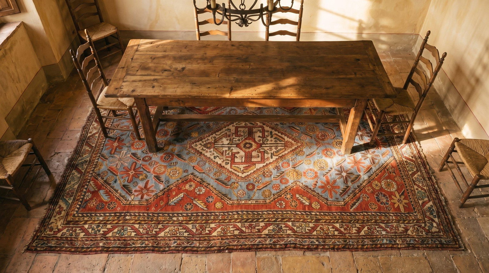 1890s Sky Medallion Tribal Antique S. Persian Ghashgaie Rug 4'2" X 6'2" Handknotted Wool Carpet - 9