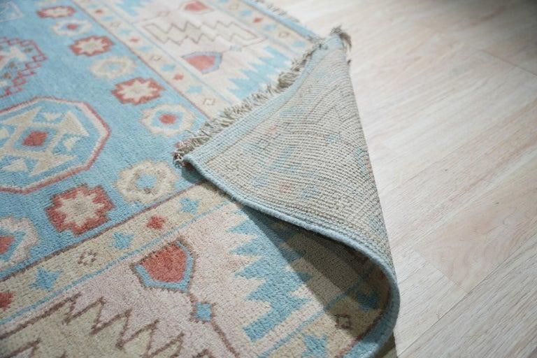 9x12 Blue Hand-Knotted Wool Octagonal Medallions Tribal Modern Carpet Rug - 3