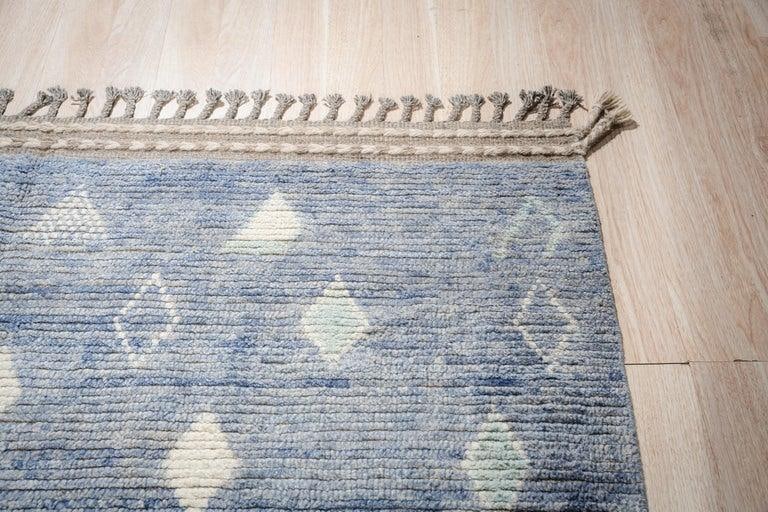 6x9 Blue Hand-Knotted Wool Faded Denim Texture Tribal Modern Carpet Rug - 4