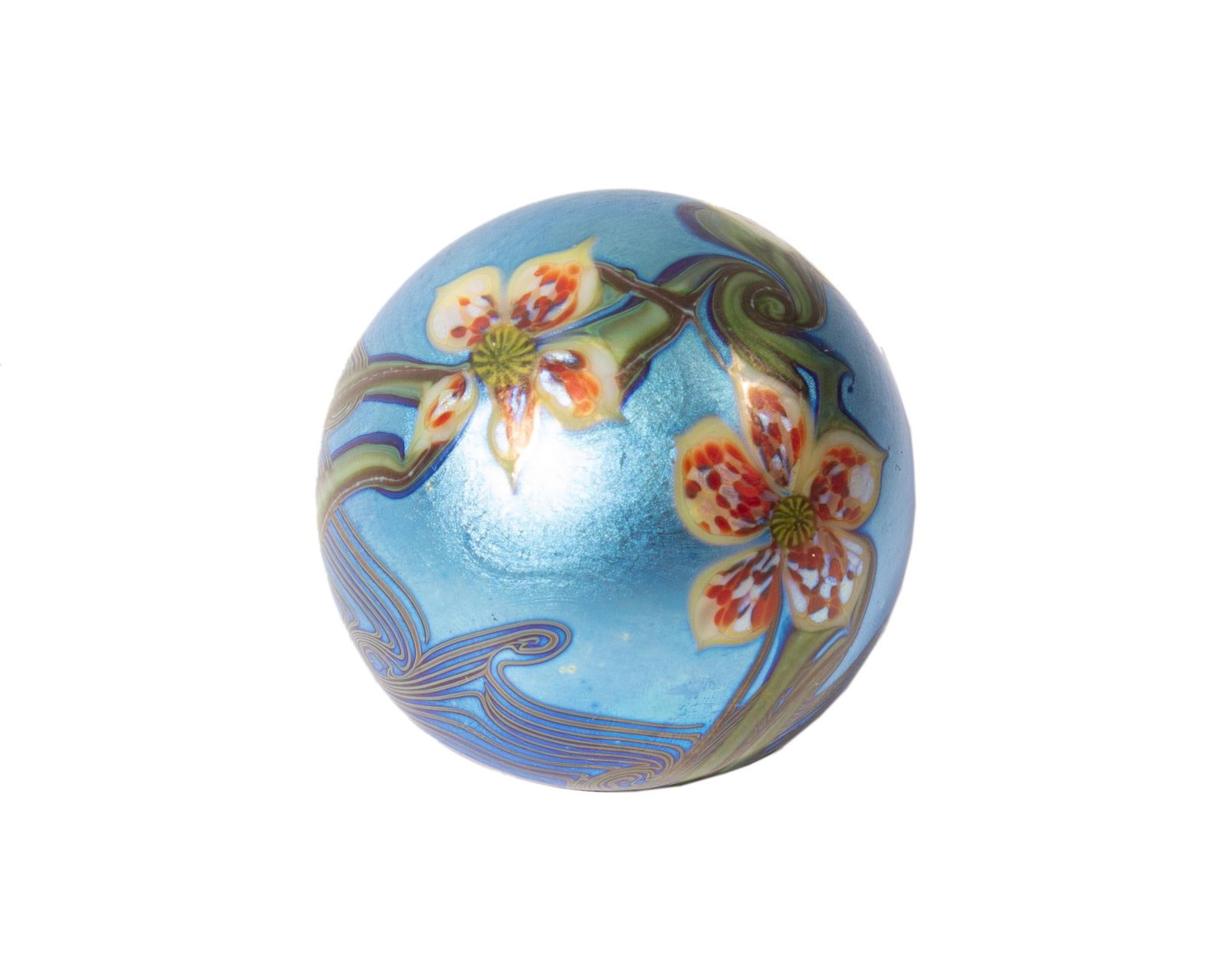 Orient and Flume 1977 Iridescent Art Glass Paperweight - 2