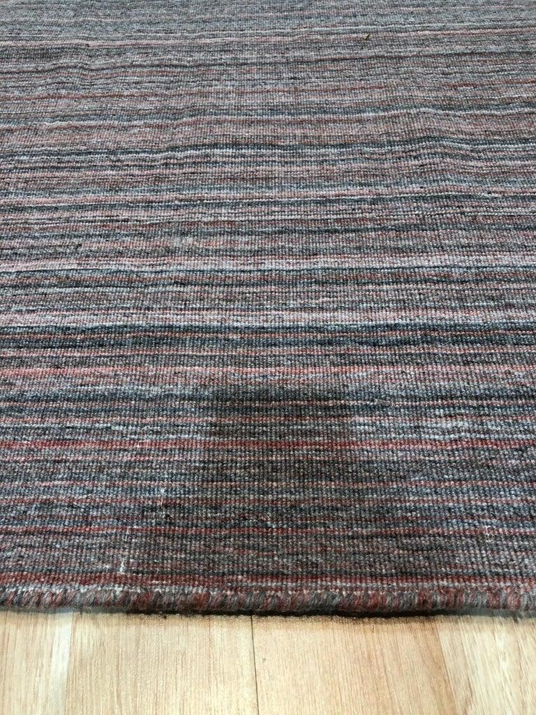 5x8 Brown Hand-Knotted Wool Striated Earth Tones Geometric Modern Carpet Rug - 4