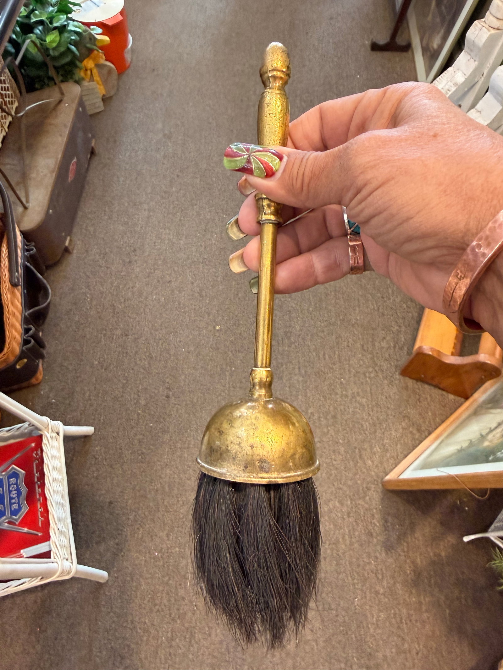 Neoclassical Small Brass Fire Tools Set, 1930s Eagle Claw - 6