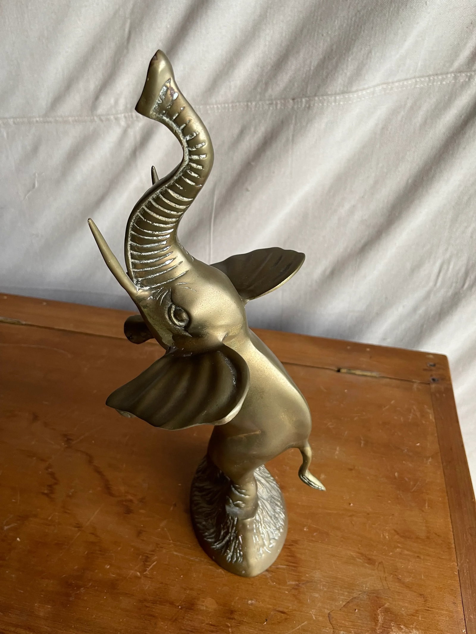 Vintage Mid 20th Century Standing Brass Elephant Figurine or Sculpture - 10