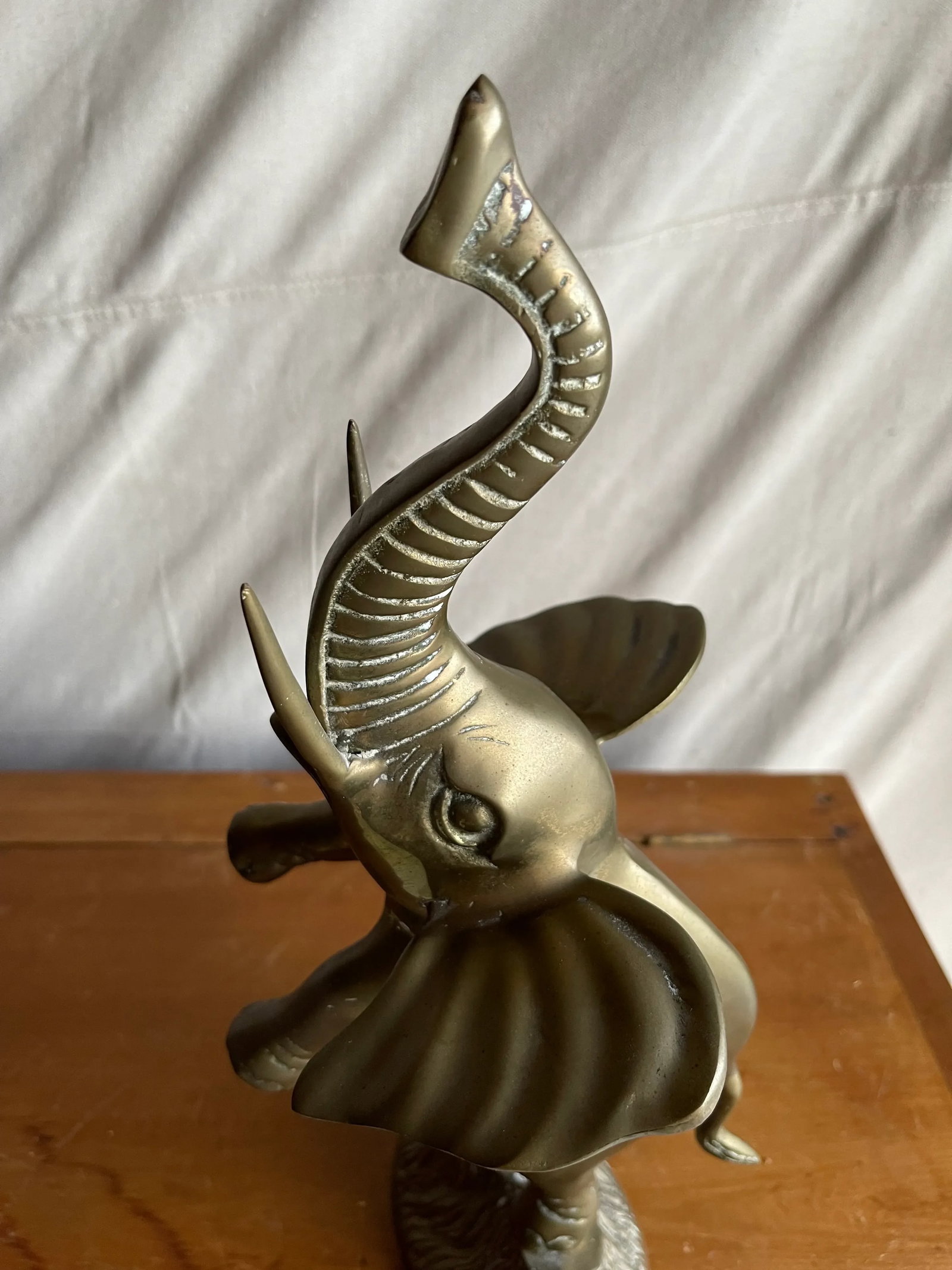 Vintage Mid 20th Century Standing Brass Elephant Figurine or Sculpture - 11