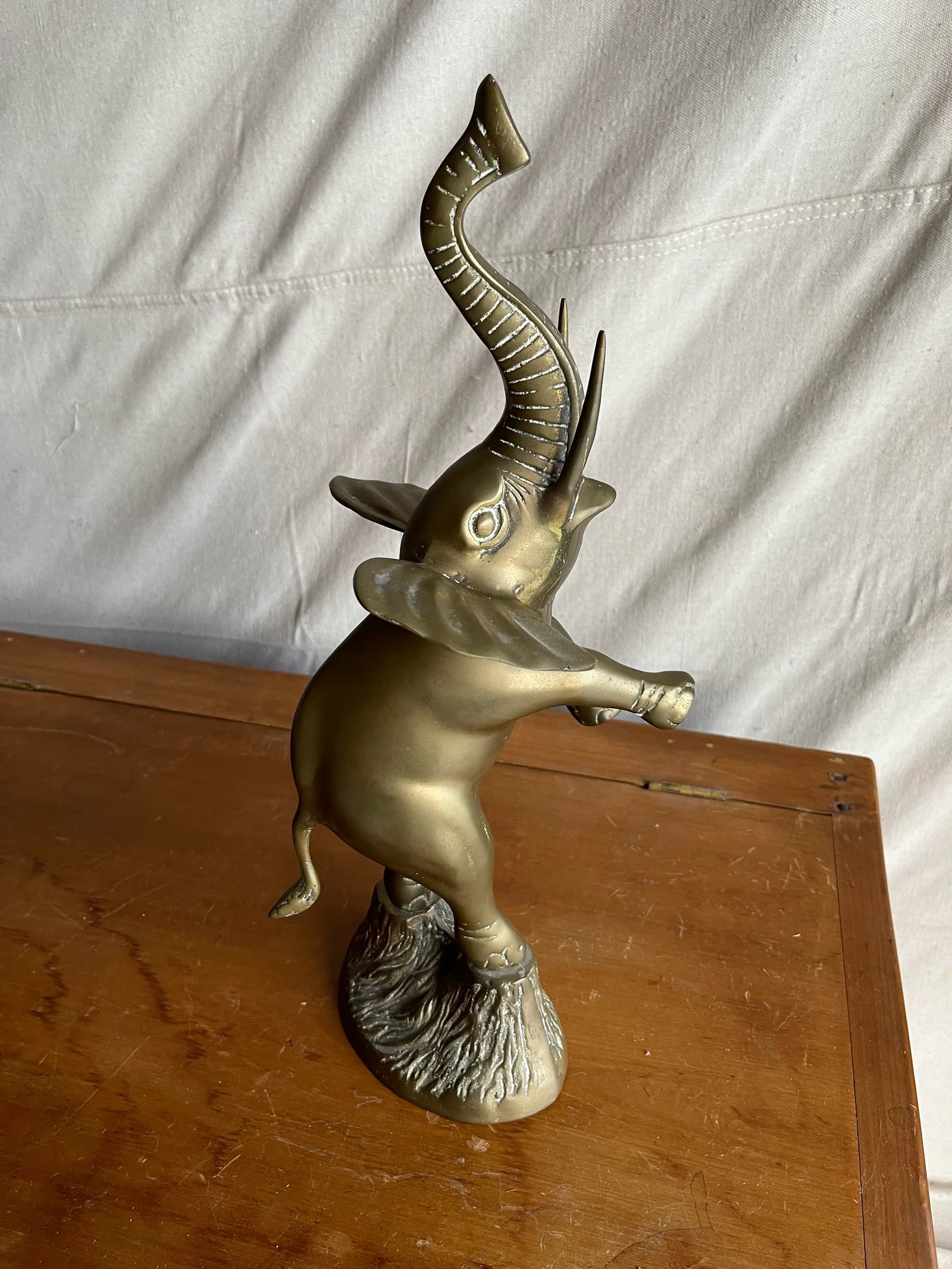 Vintage Mid 20th Century Standing Brass Elephant Figurine or Sculpture - 13