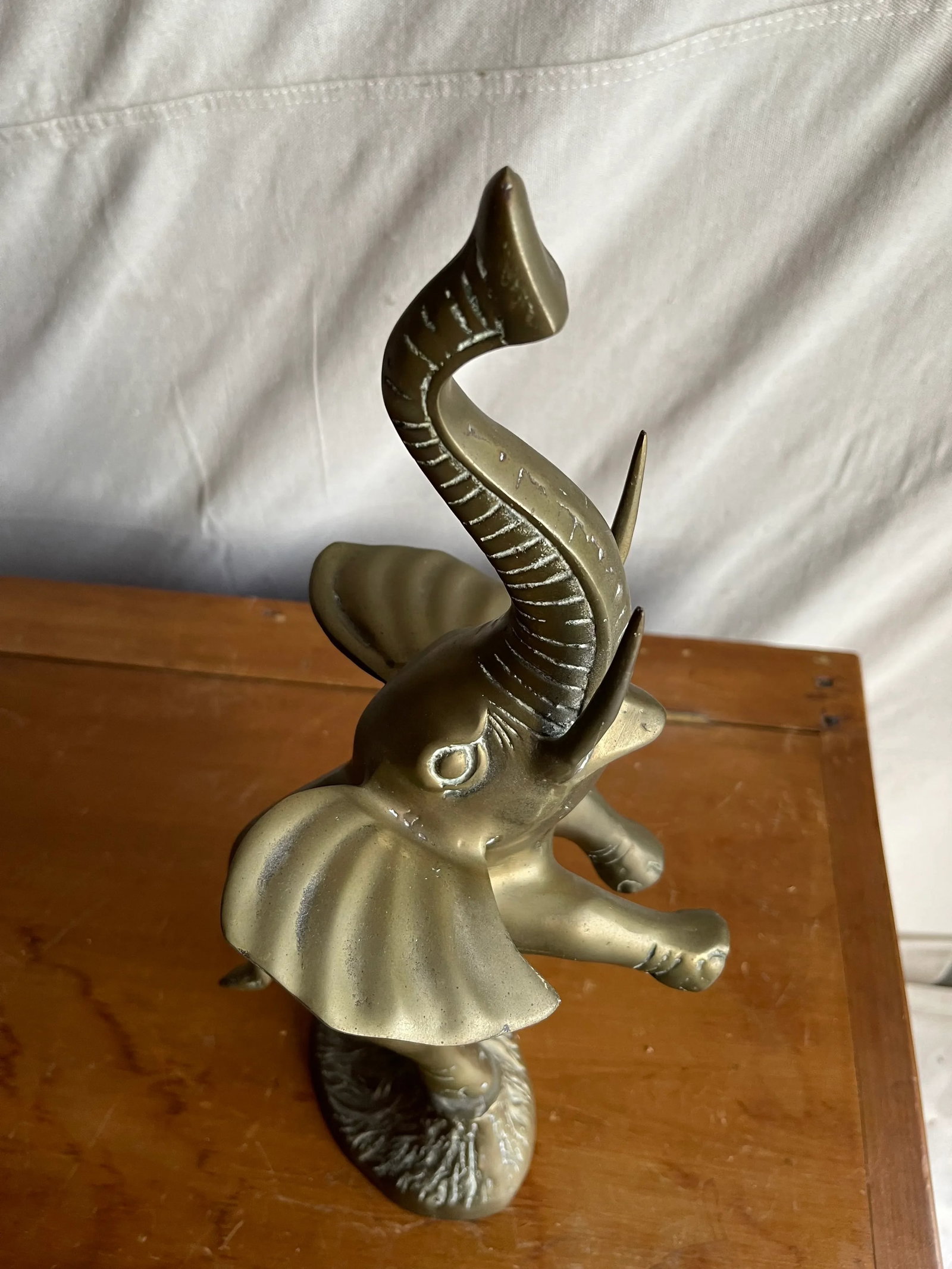 Vintage Mid 20th Century Standing Brass Elephant Figurine or Sculpture - 3