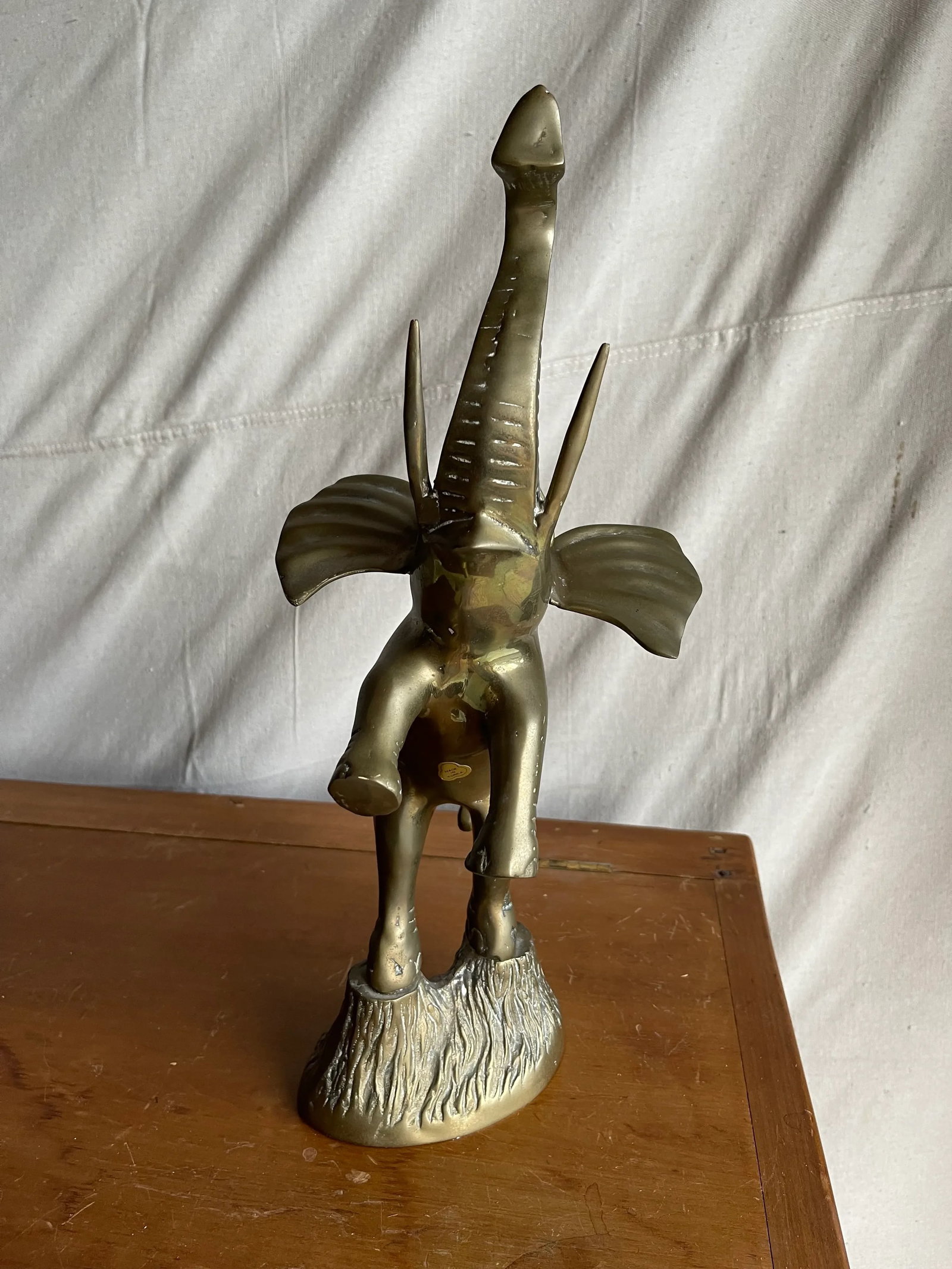 Vintage Mid 20th Century Standing Brass Elephant Figurine or Sculpture - 4