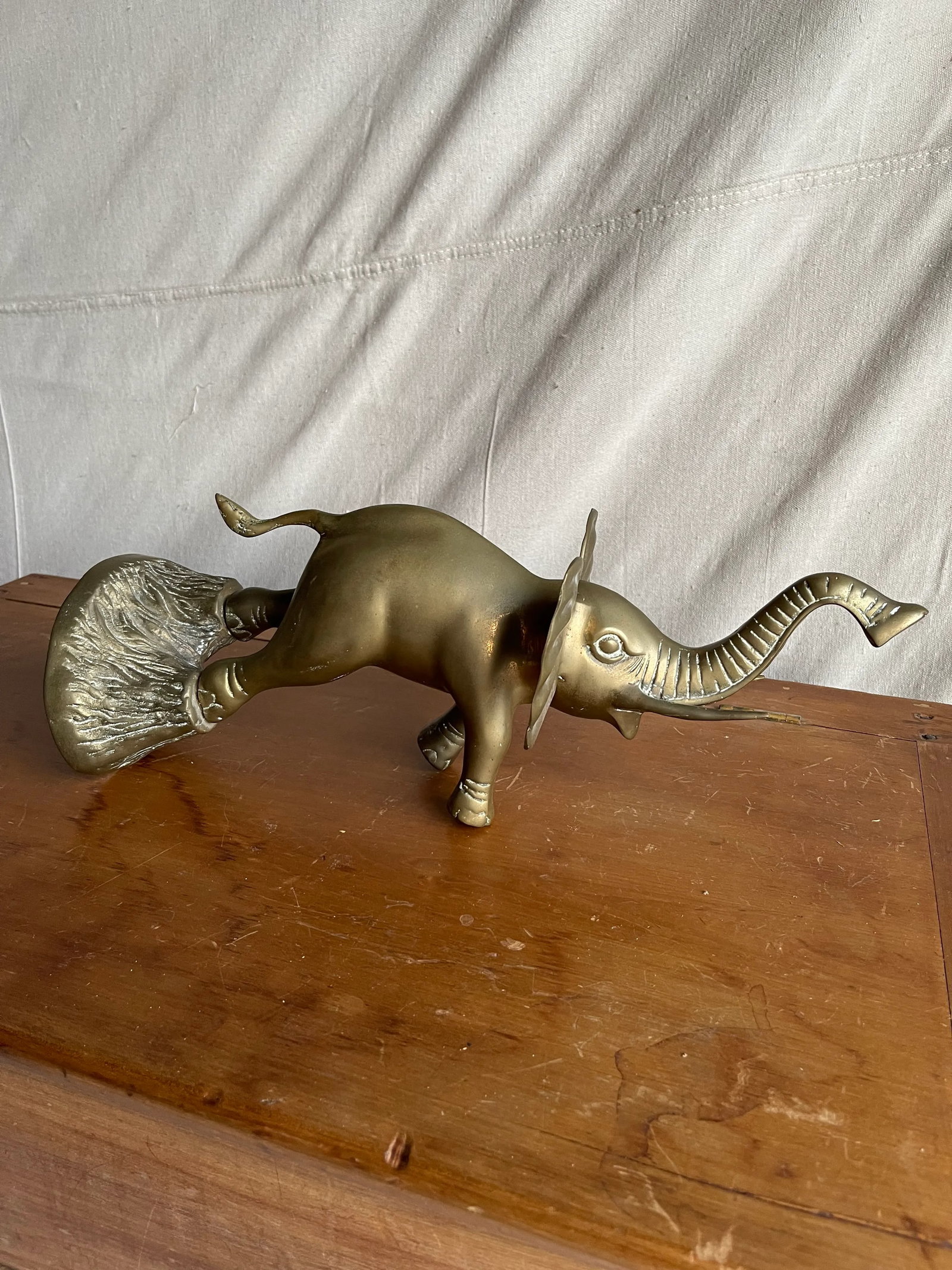 Vintage Mid 20th Century Standing Brass Elephant Figurine or Sculpture - 8